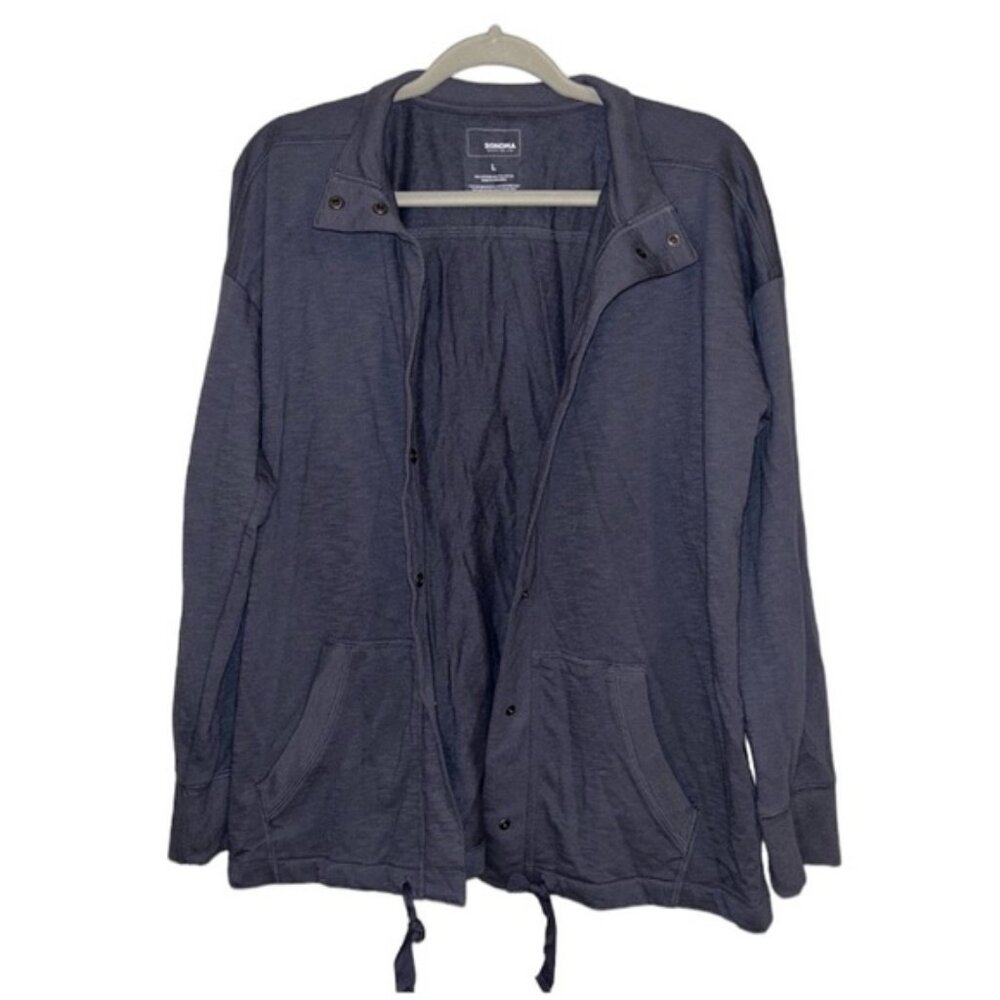 Sonoma Gray Zip Up Jacket Women’s Size Large Hoodie Cotton Soft Lightweight Coat
